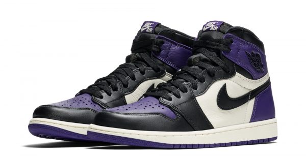 Nike Air Jordan 1 Retro High OG Court Purple черно-белые с фиолетовым кожаные мужские (40-44)